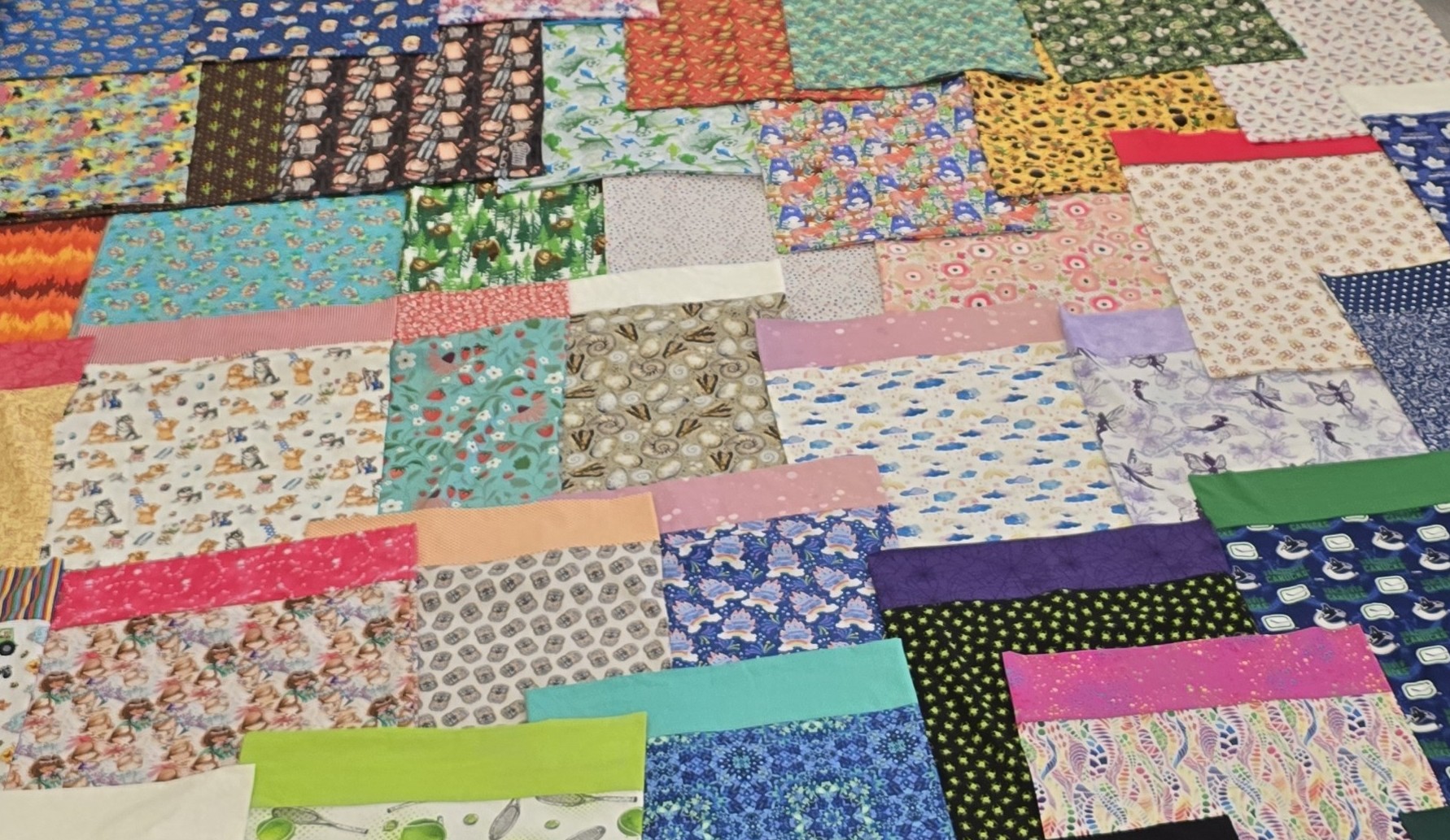 Pillowcases sewn by students for BC Children's Hospital.